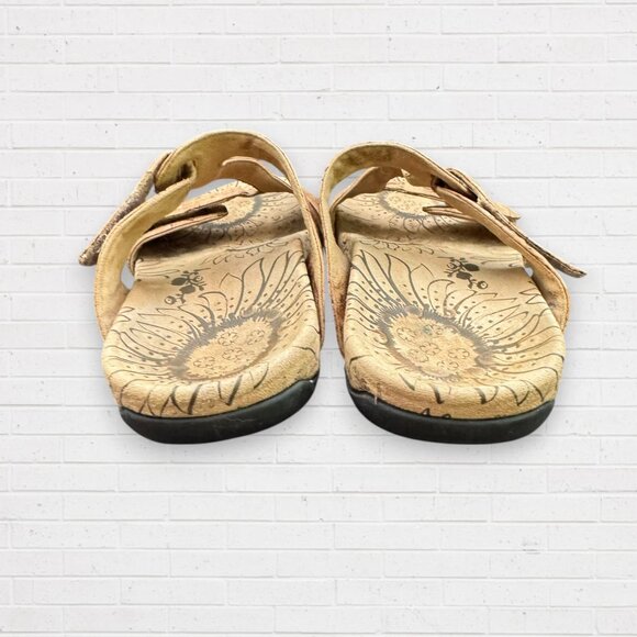 VIONIC Amber Tan Gold Cork Slingback Adjustable Strappy Sandals 7 WIDE - Picture 5 of 9